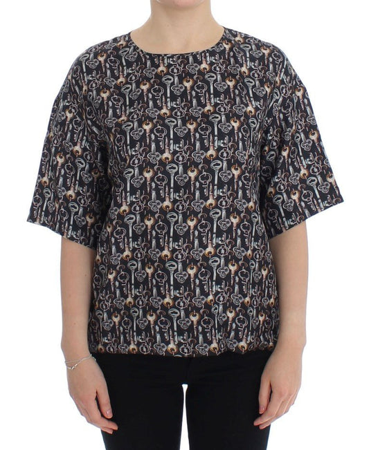 Dolce & Gabbana Enchanted Sicily Silk Blouse with Key Print - Sandy Store ByNet
