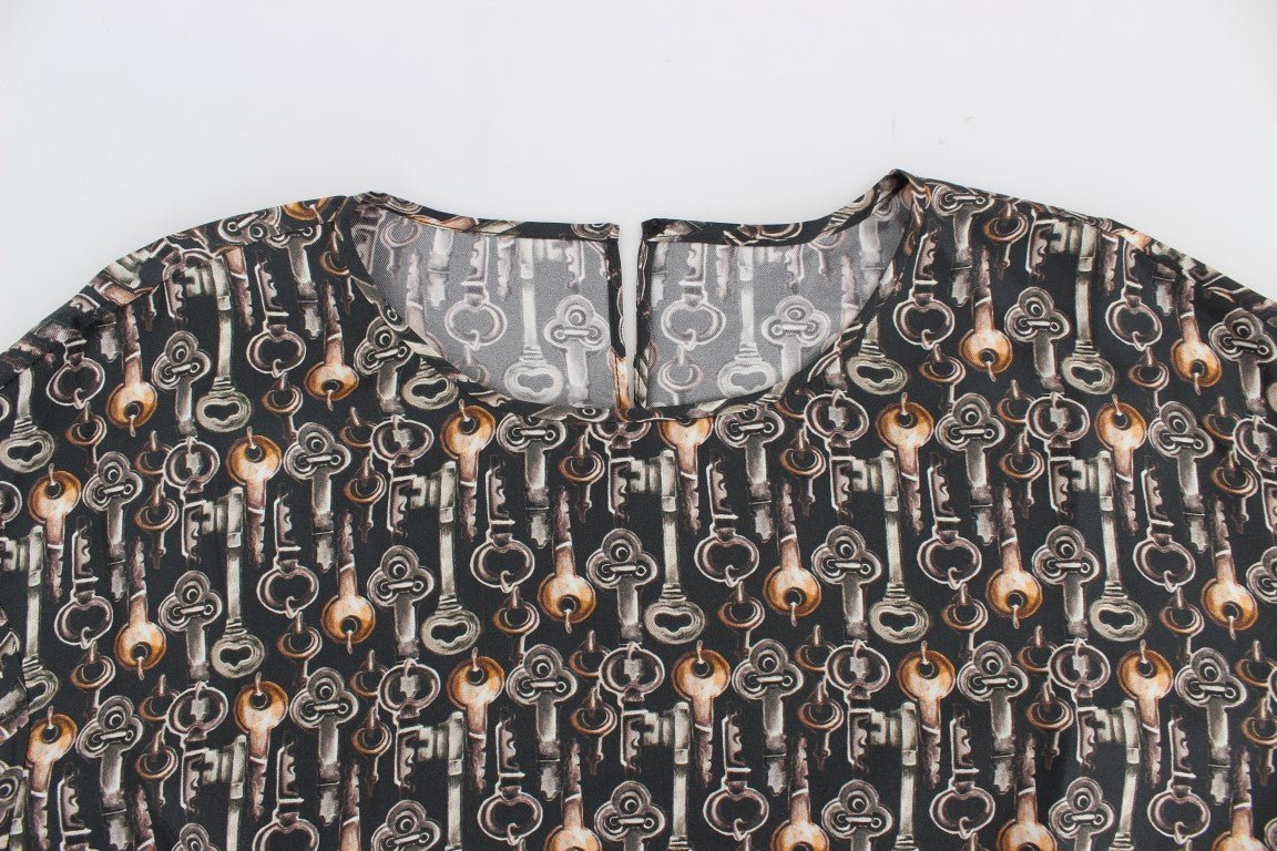 Dolce & Gabbana Enchanted Sicily Silk Blouse with Medieval Keys Print - Sandy Store ByNet