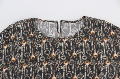 Dolce & Gabbana Enchanted Sicily Silk Blouse with Medieval Keys Print - Sandy Store ByNet