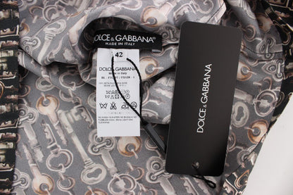 Dolce & Gabbana Enchanted Sicily Silk Blouse with Medieval Keys Print - Sandy Store ByNet
