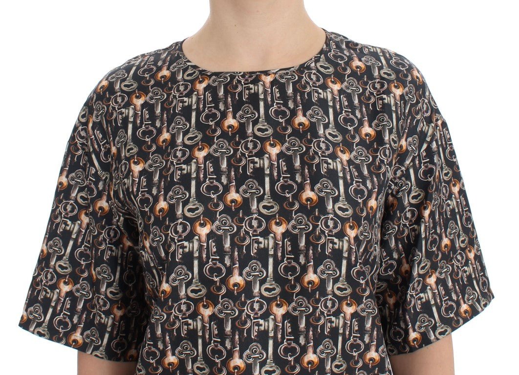 Dolce & Gabbana Enchanted Sicily Silk Blouse with Medieval Keys Print - Sandy Store ByNet