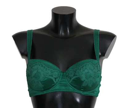 Dolce & Gabbana Enchanting Green Floral Lace Silk Bra - Sandy Store ByNet