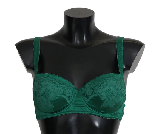 Dolce & Gabbana Enchanting Green Floral Lace Silk Bra - Sandy Store ByNet