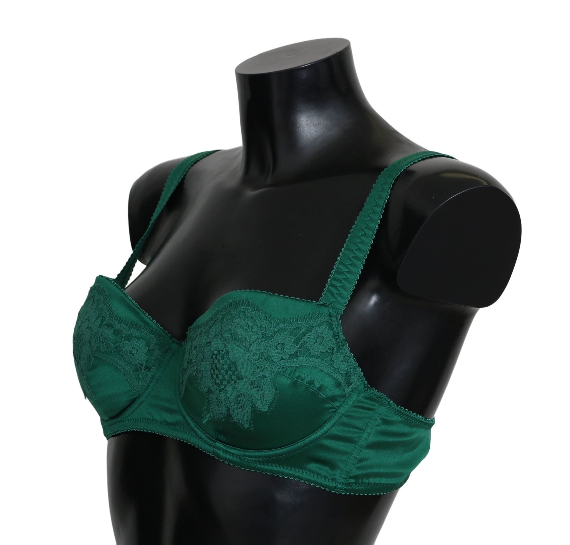Dolce & Gabbana Enchanting Green Floral Lace Silk Bra - Sandy Store ByNet