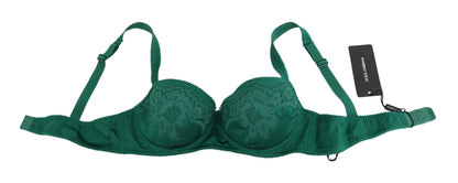 Dolce & Gabbana Enchanting Green Floral Lace Silk Bra - Sandy Store ByNet