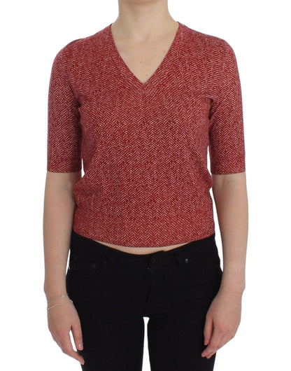 Dolce & Gabbana Enchanting Red Tweed V - Neck Sweater - Sandy Store ByNet