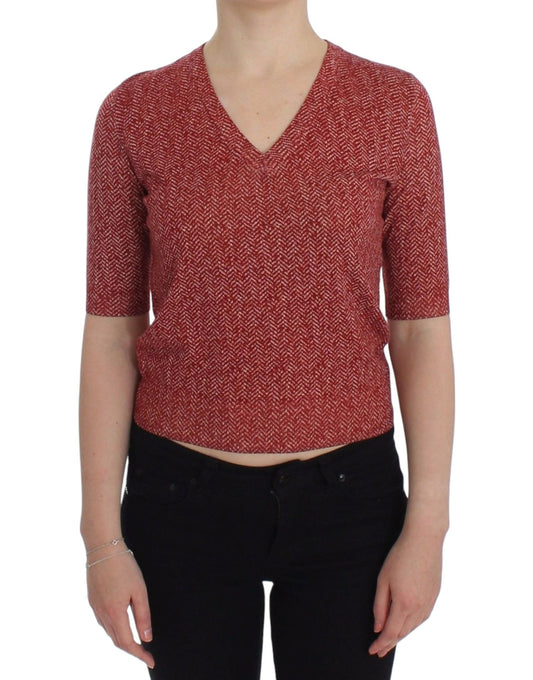 Dolce & Gabbana Enchanting Red Tweed V - Neck Sweater - Sandy Store ByNet