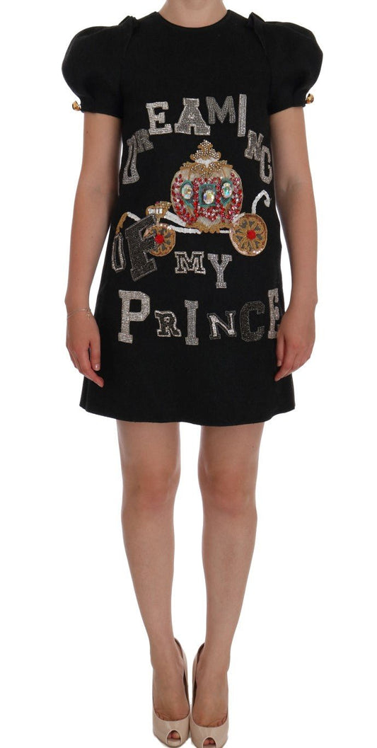 Dolce & Gabbana Enchanting Wool Crystal Encrusted Midi Dress - Sandy Store ByNet