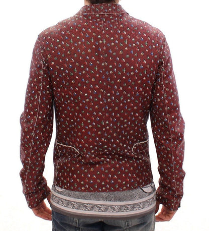 Dolce & Gabbana Exclusive Boxer Print Bordeaux Leather Jacket - Sandy Store ByNet