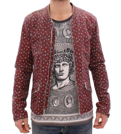 Dolce & Gabbana Exclusive Boxer Print Bordeaux Leather Jacket - Sandy Store ByNet