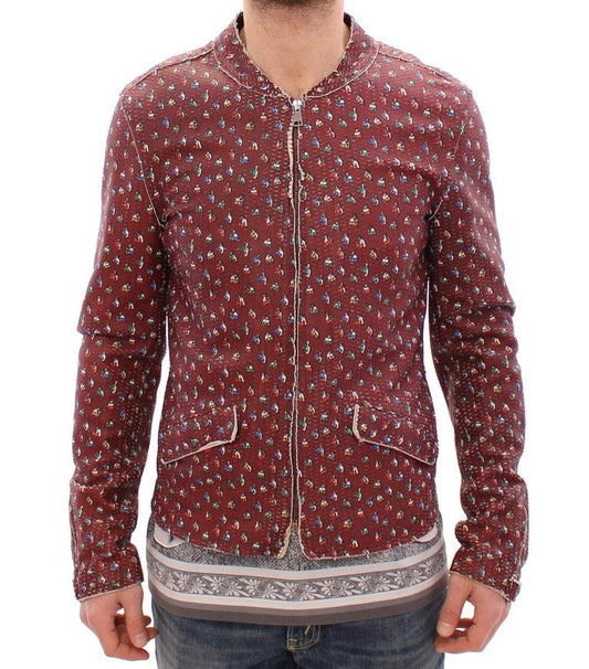 Dolce & Gabbana Exclusive Boxer Print Bordeaux Leather Jacket - Sandy Store ByNet