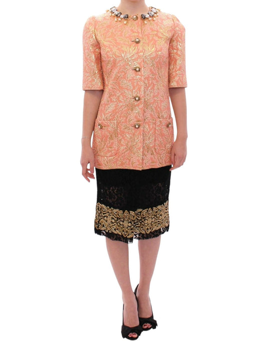 Dolce & Gabbana Exclusive Crystal Brocade Coat Jacket - Sandy Store ByNet