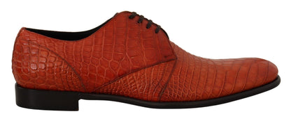 Dolce & Gabbana Exotic Orange Croc Leather Laceup Dress Shoes - Sandy Store ByNet