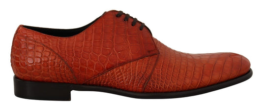 Dolce & Gabbana Exotic Orange Croc Leather Laceup Dress Shoes - Sandy Store ByNet