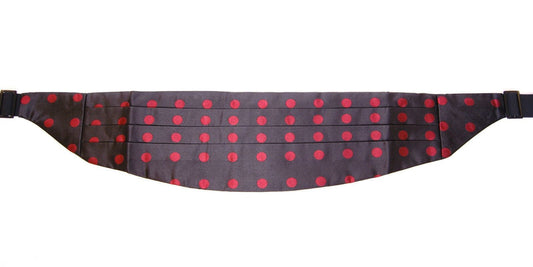 Dolce & Gabbana Exquisite Black Silk Cummerbund with Red Polka Dots - Sandy Store ByNet