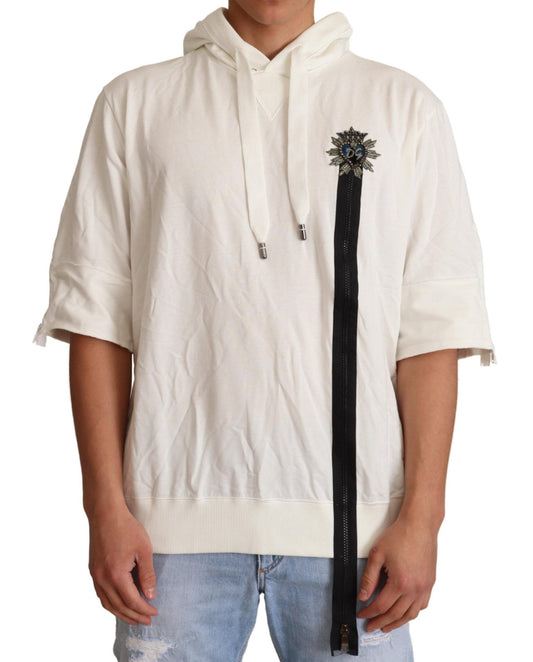 Dolce & Gabbana Exquisite Off - White Cotton Hooded Sweater - Sandy Store ByNet