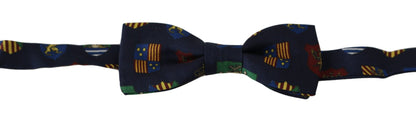 Dolce & Gabbana Exquisite Silk Bow Tie in Blue Flags Print - Sandy Store ByNet