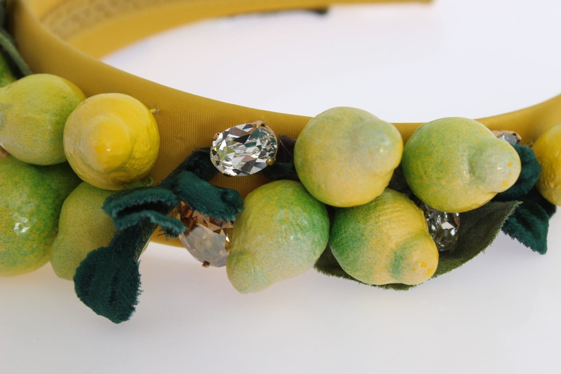 Dolce & Gabbana Exquisite Silk Crystal Lemon Headband Diadem - Sandy Store ByNet