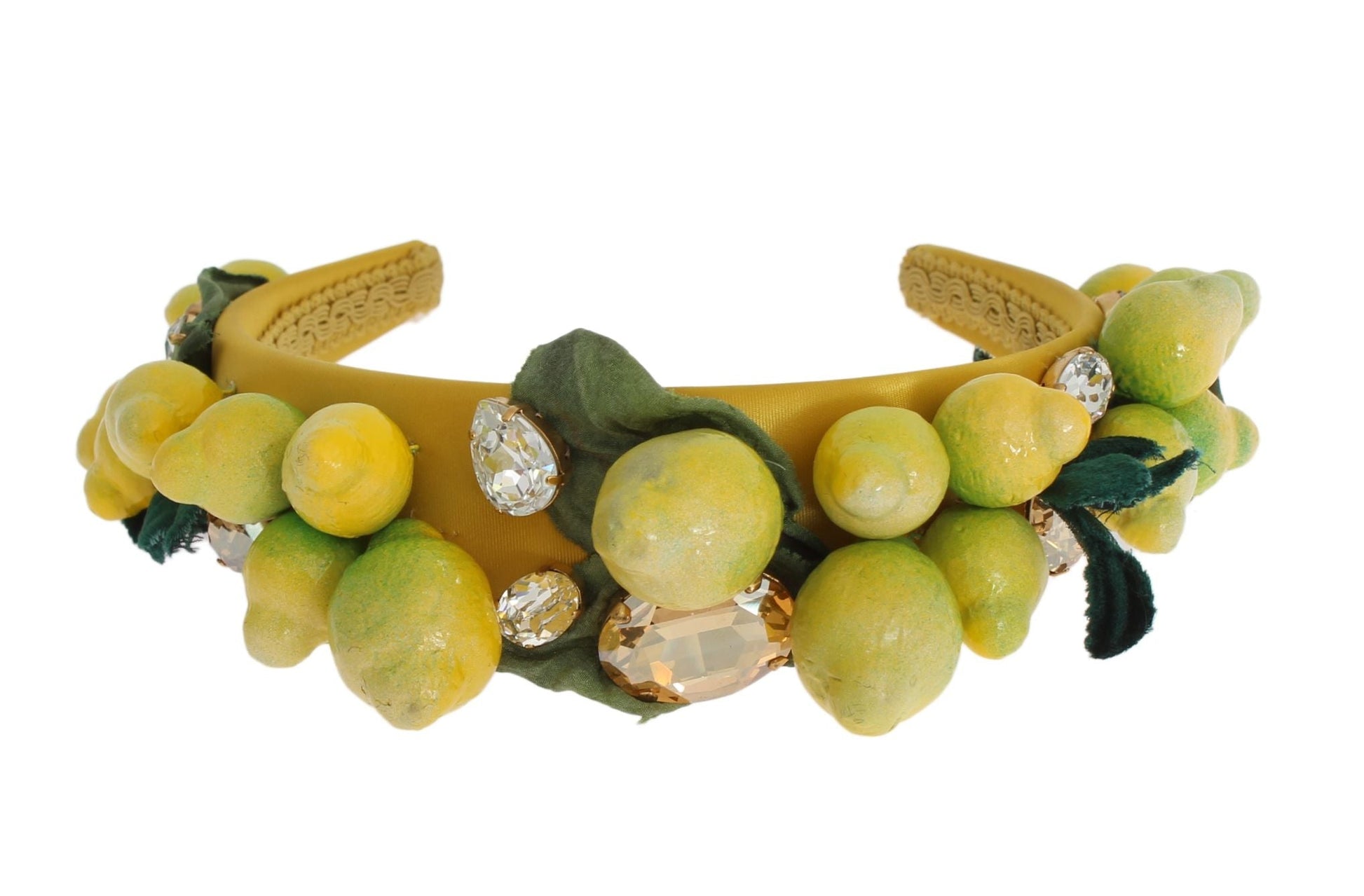 Dolce & Gabbana Exquisite Silk Crystal Lemon Headband Diadem - Sandy Store ByNet