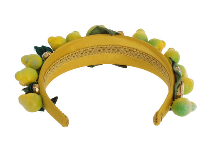 Dolce & Gabbana Exquisite Silk Crystal Lemon Headband Diadem - Sandy Store ByNet