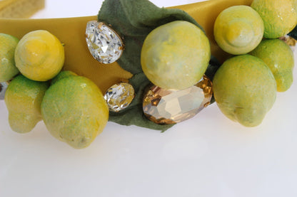 Dolce & Gabbana Exquisite Silk Crystal Lemon Headband Diadem - Sandy Store ByNet