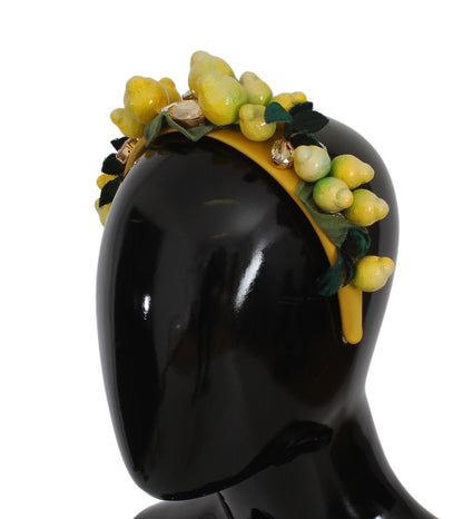 Dolce & Gabbana Exquisite Silk Crystal Lemon Headband Diadem - Sandy Store ByNet