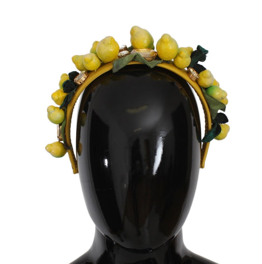 Dolce & Gabbana Exquisite Silk Crystal Lemon Headband Diadem - Sandy Store ByNet