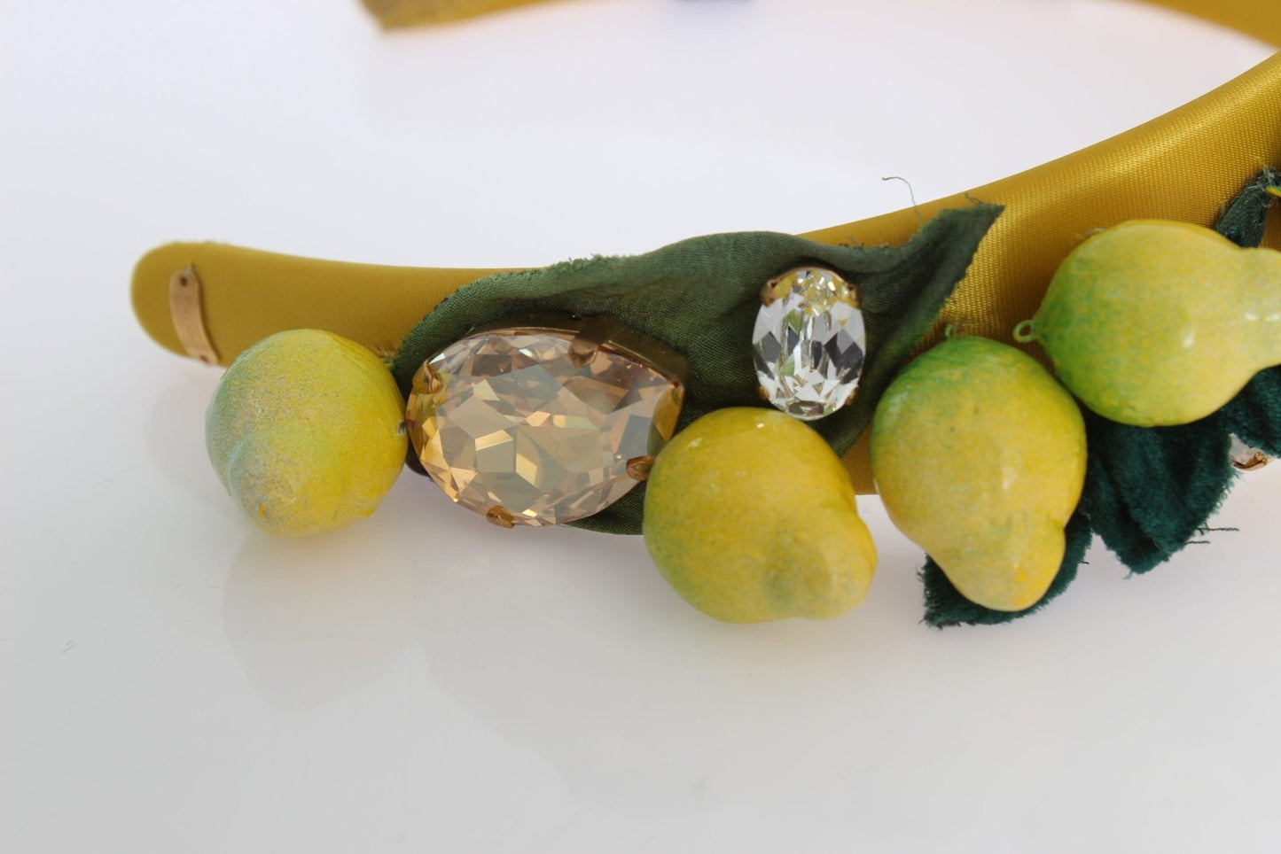 Dolce & Gabbana Exquisite Silk Crystal Lemon Headband Diadem - Sandy Store ByNet