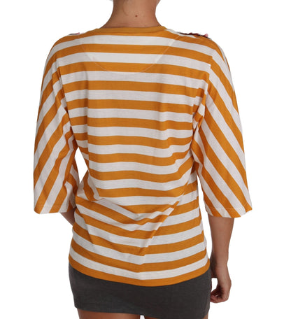 Dolce & Gabbana FIRENZE Sequined Blouse in Orange and White - Sandy Store ByNet