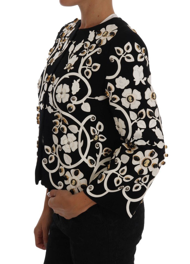 Dolce & Gabbana Floral Embroidered Crystal Wool Coat Jacket - Sandy Store ByNet