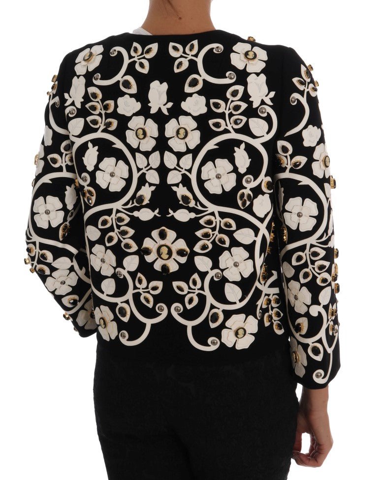 Dolce & Gabbana Floral Embroidered Crystal Wool Coat Jacket - Sandy Store ByNet