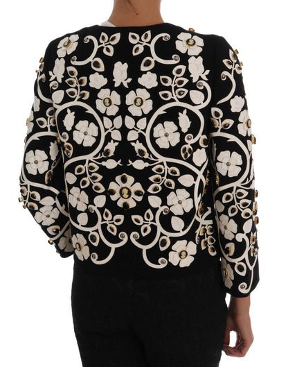 Dolce & Gabbana Floral Embroidered Crystal Wool Coat Jacket - Sandy Store ByNet