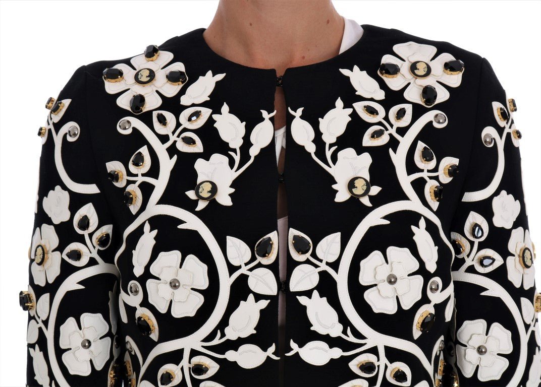 Dolce & Gabbana Floral Embroidered Crystal Wool Coat Jacket - Sandy Store ByNet