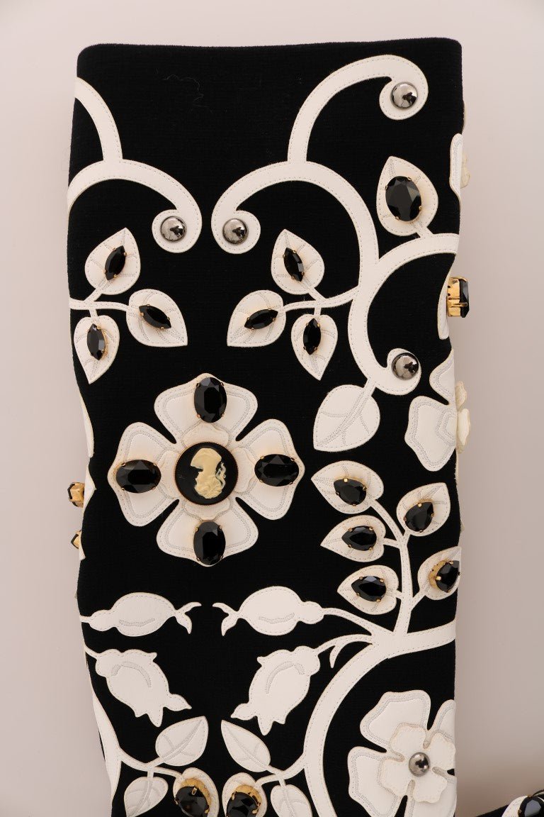 Dolce & Gabbana Floral Embroidered Crystal Wool Coat Jacket - Sandy Store ByNet