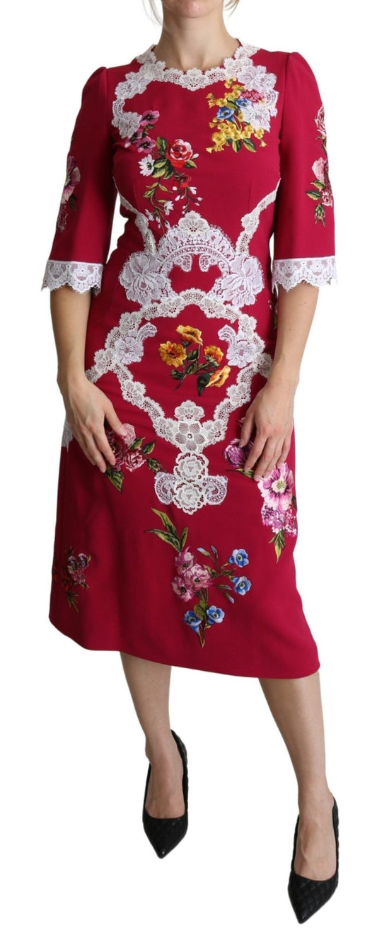 Dolce & Gabbana Floral Embroidered Sheath Midi Dress - Sandy Store ByNet