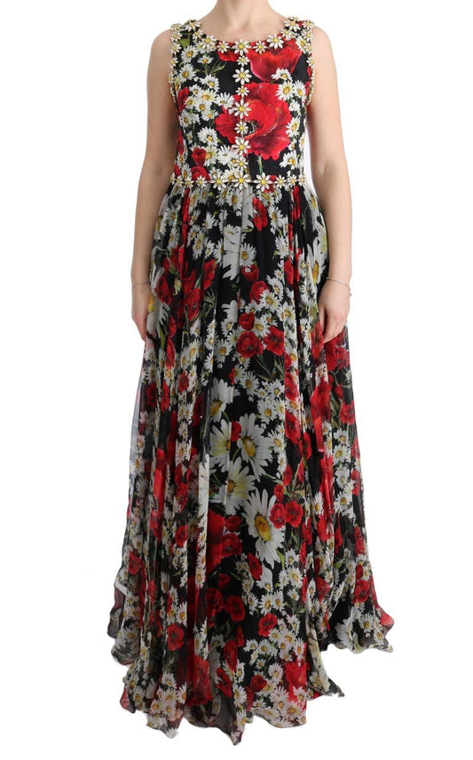 Dolce & Gabbana Floral Maxi Gown with Sunflower Print and Crystals - Sandy Store ByNet