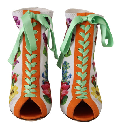 Dolce & Gabbana Floral Open Toe Jersey Heels - Sandy Store ByNet