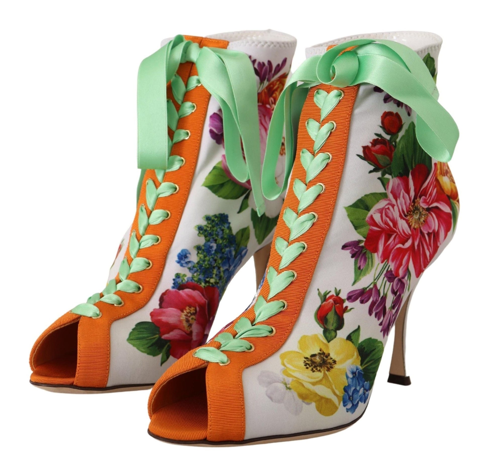 Dolce & Gabbana Floral Open Toe Jersey Heels - Sandy Store ByNet