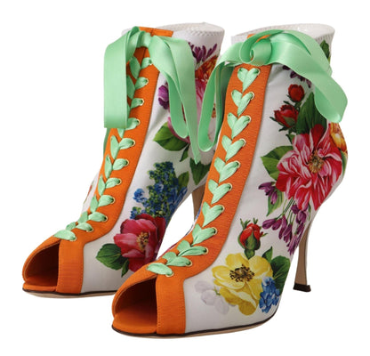 Dolce & Gabbana Floral Open Toe Jersey Heels - Sandy Store ByNet