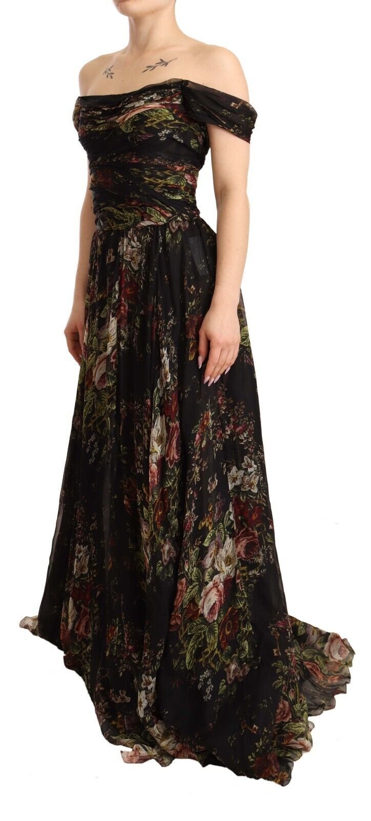 Dolce & Gabbana Floral Silk Off - Shoulder Long Dress - Sandy Store ByNet