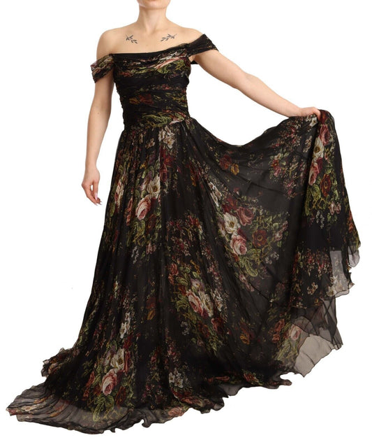 Dolce & Gabbana Floral Silk Off - Shoulder Long Dress - Sandy Store ByNet