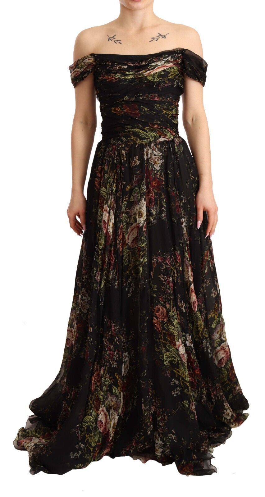 Dolce & Gabbana Floral Silk Off - Shoulder Long Dress - Sandy Store ByNet