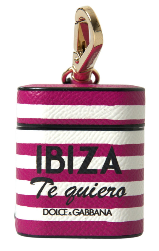 Dolce & Gabbana Fuchsia Dauphine Leather Logo Airpods Case – par Dolce & Gabbana | Disponible sur Sandy Store ByNet