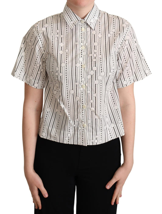 Dolce & Gabbana Geometric Elegance Collared Polo Top - Sandy Store ByNet