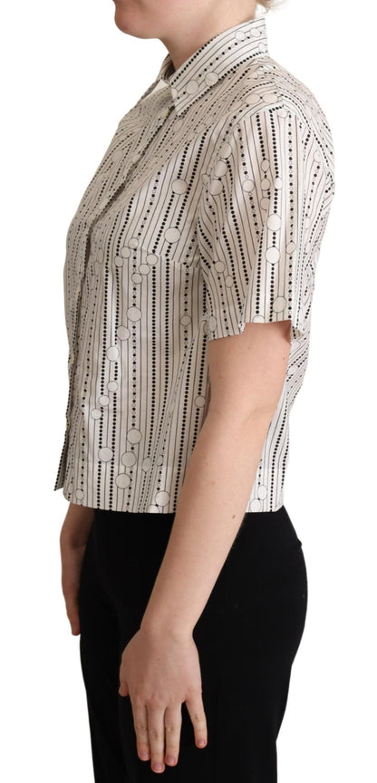 Dolce & Gabbana Geometric Elegance Collared Polo Top - Sandy Store ByNet