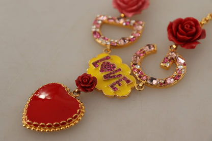 Dolce & Gabbana Glamorous Gold Crystal Charm Necklace - Sandy Store ByNet