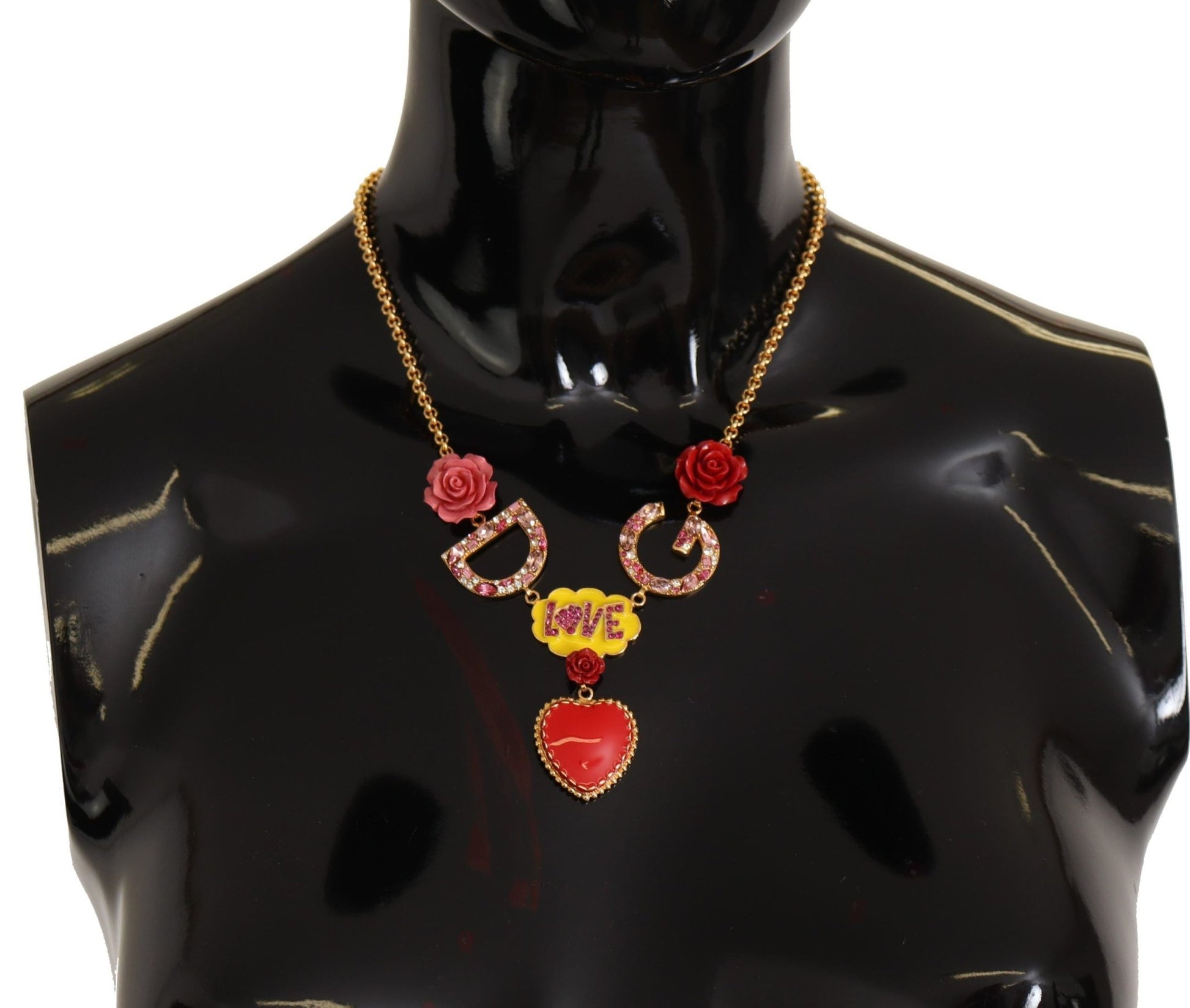 Dolce & Gabbana Glamorous Gold Crystal Charm Necklace - Sandy Store ByNet
