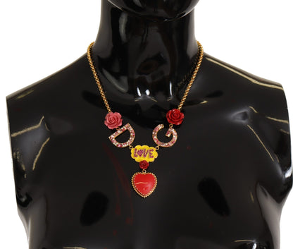 Dolce & Gabbana Glamorous Gold Crystal Charm Necklace - Sandy Store ByNet
