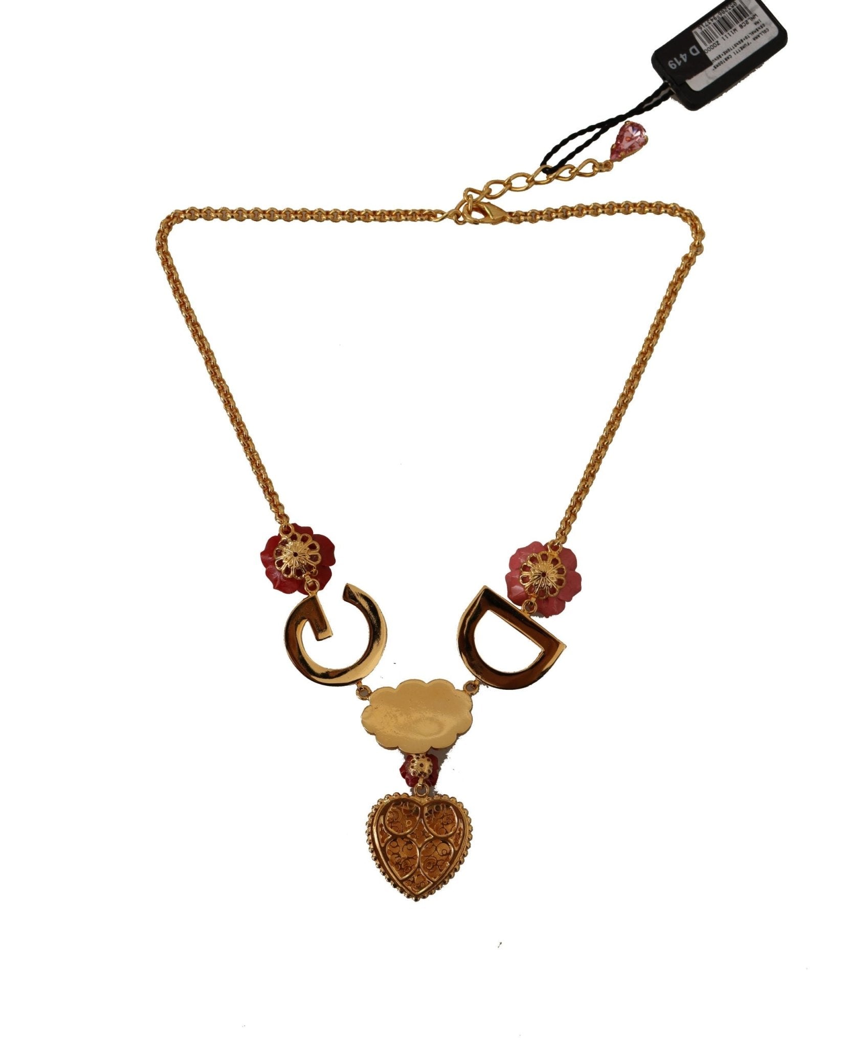 Dolce & Gabbana Glamorous Gold Crystal Charm Necklace - Sandy Store ByNet