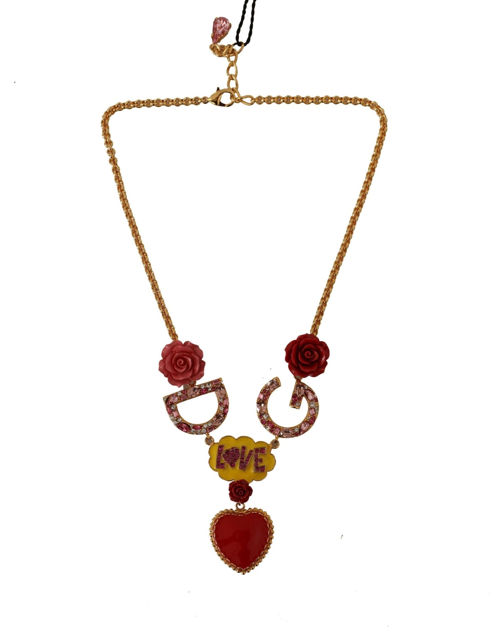 Dolce & Gabbana Glamorous Gold Crystal Charm Necklace - Sandy Store ByNet